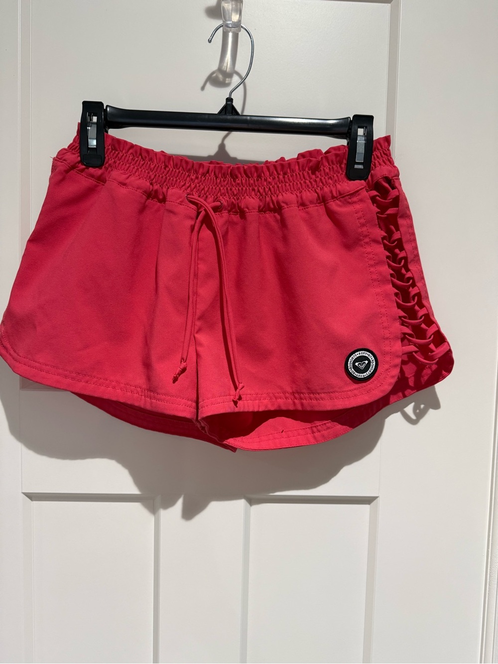 Roxy side lace-up coral pink boardshorts size large - swim shorts